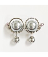 Classic Dior tribal stud earrings  Metallic Pearl and pink and grey crystals - $120.00