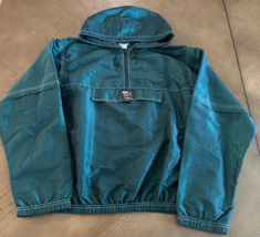 Surf Style Windbreaker Jacket OSFM Green Iridescent Half Zip Pullover Vi... - $59.82