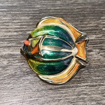 VINTAGE Signed Liz Claiborne Gold Tone Metal &amp; Enamel Colorful Fish Brooch 1.5&quot; - £7.80 GBP