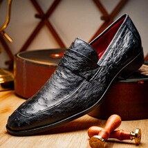 Salvatore Genuine Quill Ostrich Leather Slipon Black image 10