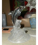 Cristal d&#39;Arques Lead Crystal Dolphin in Waves Clear Glass Figurine Fran... - £15.74 GBP