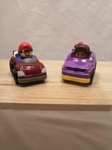 Lot of 2 Fisher Price Little People Wheelies Cars Girl and Boy 2016 - £5.45 GBP