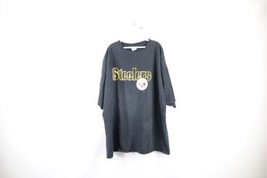 Vintage NFL Mens 3XL Faded Spell Out Pittsburgh Steelers Football T-Shirt Black - £27.21 GBP