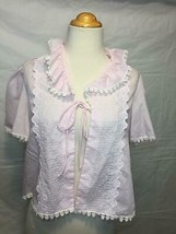 Vintage Gilligan And Omalley Baby Pink Tie Front Top Sleep Lingerie Petite M - £17.05 GBP