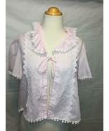 VINTAGE Gilligan and Omalley Baby Pink Tie Front Top Sleep Lingerie PETI... - £17.08 GBP