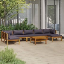  Wooden Lounge Set Dark Grey Solid Acacia Wood, 100% Polyester Fabric - $1,501.72 CAD