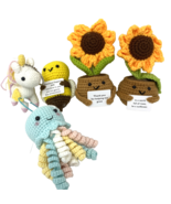Lot of 5 Crocheted Knit &quot;Emotional Support&quot; Characters with Messages NEW - $52.07 CAD