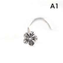 1PC Nose Stud Piercings Steel Piercing Nose Stud Copper Spider Flower Feather Pa - £10.47 GBP