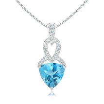 ANGARA Trillion Swiss Blue Topaz Dangle Pendant with Diamond Accents in 14K Gold - £344.84 GBP