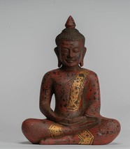 Ancien Khmer Style Bois Assis Statue de Bouddha Dhyana Meditation Mudra - - $6,237.55 MXN