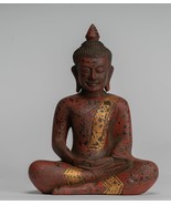 Ancien Khmer Style Bois Assis Statue de Bouddha Dhyana Meditation Mudra - - $328.30