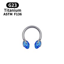 G23 Titanium Oval Opal Nose Ring 16G Female Thread Lip Piercing F136 Implantable - £14.11 GBP