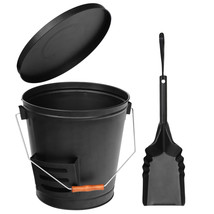 Black Fireplace Metal Hot Ash Covered Fireproof Bucket With Lid And Shovel - £51.59 GBP