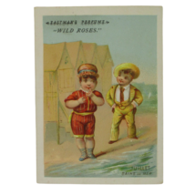 Victorian Trade Card Eastman&#39;s Perfume Boy Girl Sea Bathing Ocean 1890s - £4.65 GBP
