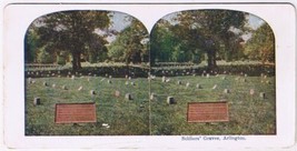 Stereo View Card Stereograph Soldiers Graves Arlington DC - £7.00 GBP