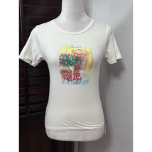 Golden Hour Graphic T-Shirt Women&#39;s S White Solid Short Sleeve Italia New - £14.53 GBP