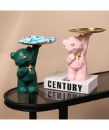 Cute Bear Statues with Dish, Bear Storage Tray Statue Key Holder Figurine - £22.81 GBP
