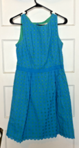 Ann Taylor LOFT Blue and Green Eyelet Dress Size 8 - $20.10