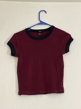 Forever 21 Women’s Top Tee Shirt Maroon/Black Small - €8,56 EUR