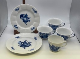Royal Copenhagen Blue Flowers 6 Piece Plate &amp; Tea Cup Lot - £47.78 GBP