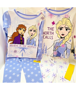 4 Pc Long Sleeve Tight Fit Cotton Pajama Set Disney Frozen Elsa Anna Gir... - £9.90 GBP