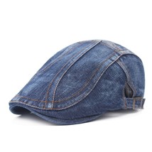 Ble denim beret cap for men women casual unisex jeans beret hat solid color newsboy cap thumb200