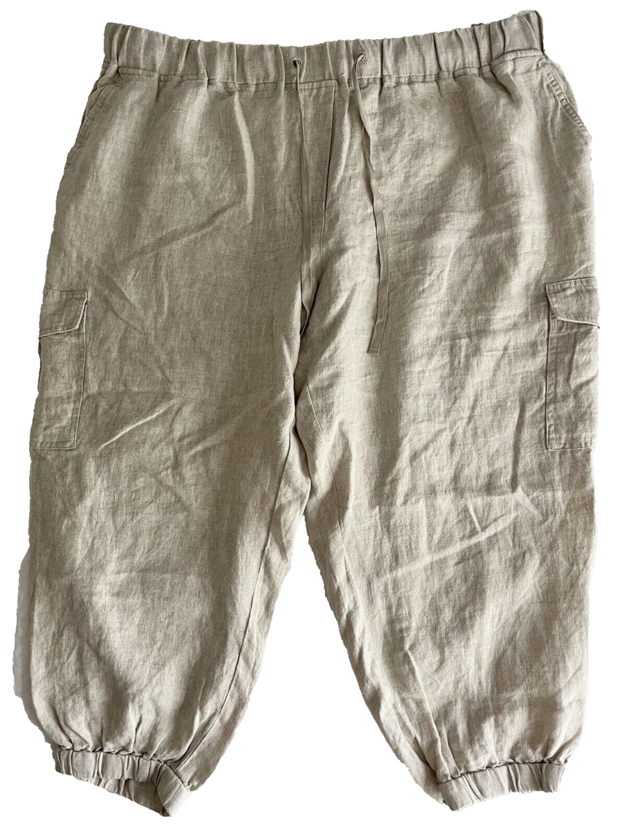 Talbots Plus Petite Flax Linen Cropped Pull On Pants Size 3XP - $33.24