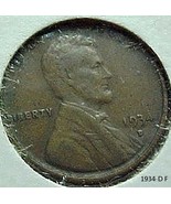 Lincoln Wheat Penny 1934-D  F  - £3.14 GBP