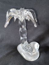 Crystal Glass Palm Tree With Elephant Trunk Up 5” X 3 1/4” Very Heavy - £22.41 GBP