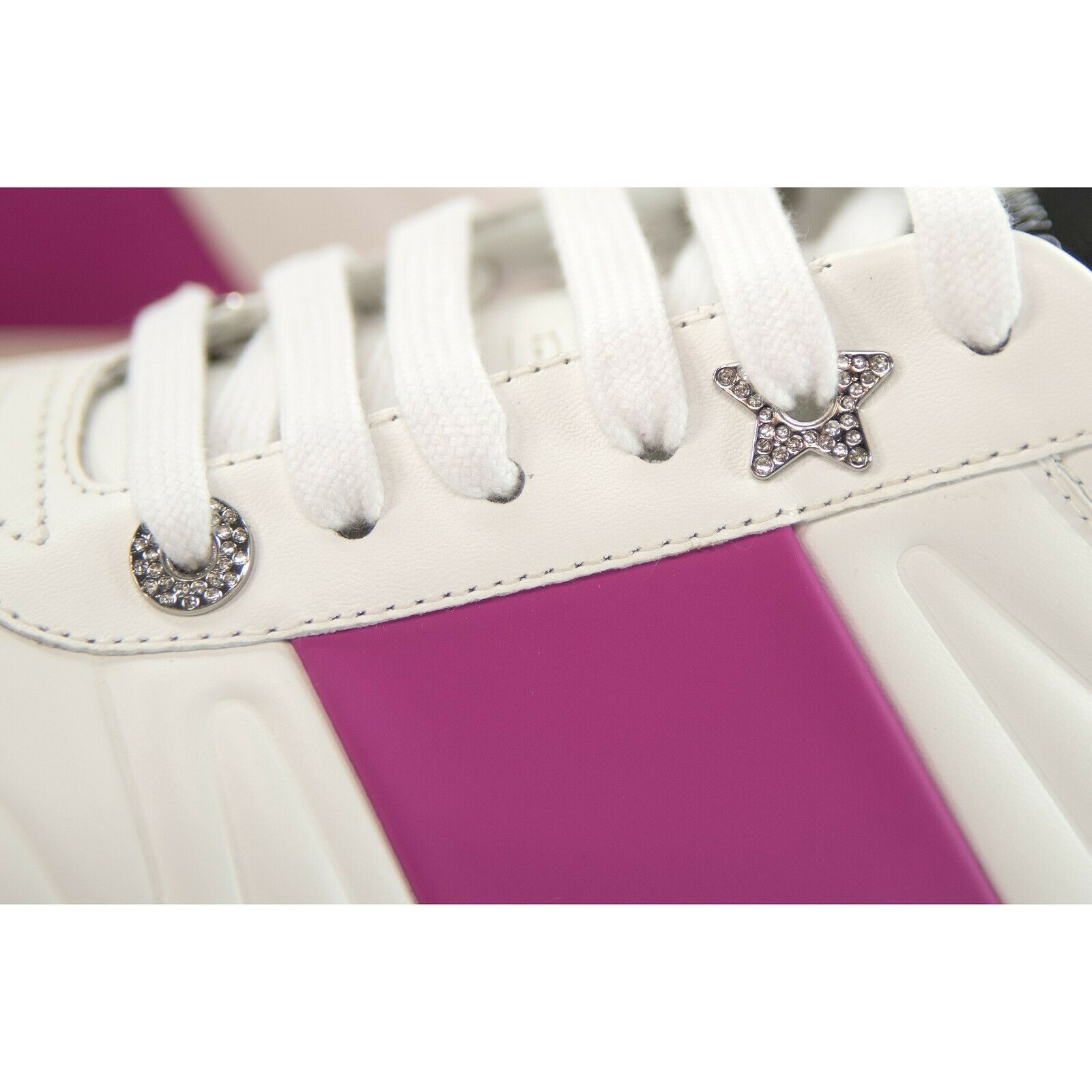 Jimmy Choo Hawaii Fuchsia Stripe Leather Flatform Sneakers 38 NIB Item image 6