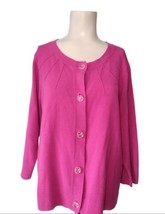 Avenue Collection Cardigan Size 18/20 Womens Lightweight Fuchsia Lucite Buttons - £14.23 GBP