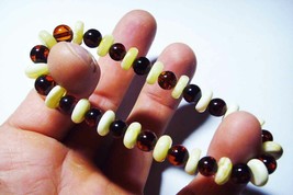 Adult Amber Bracelet Natural Baltic Amber  beads Bracelet elastic  7.37gr A94 - £38.32 GBP