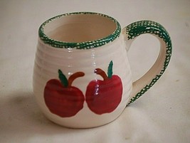 Ribbed Coffee Mug Tea Cup w Two Red Apples Design Country Farm Kitchen T... - £10.16 GBP