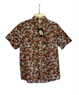 New Vintage Ken LTD Men’s Flower Shirt Brown Floral Cotton Size Medium NWT - $383.44 MXN