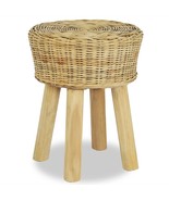 vidaXL Natural Rattan Bar Stools, Solid Teak Legs, Round Seat Furniture - €98,76 EUR