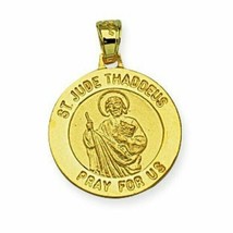 Solid 14k Real Yellow Gold Saint St. Jude Thaddeus Pray for Us Pendant Charm - £216.82 GBP