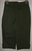 Nwt Womens Croft &amp; Barrow Stretch Olive Green Capris / Cropped Pants Size Xs - £18.64 GBP
