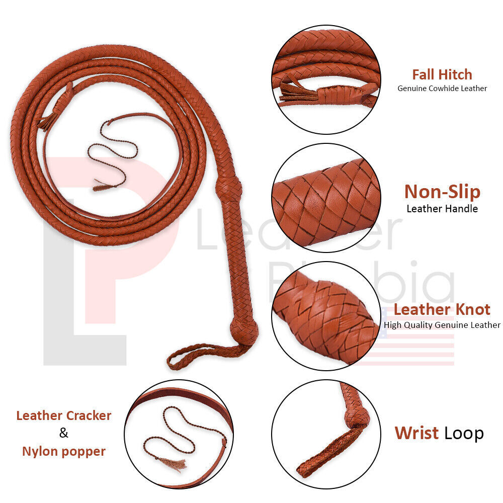 Cow Hide Leather BULL WHIP 04 to 10 Feet Long 12 Plaits Indiana Jones Whip - $18.37+