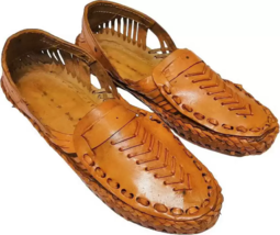 Mens Kolhapuri Leather chappal HT50 handmade Jesus Sandal BOHO US size 7-12 - £31.17 GBP
