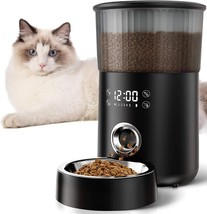Automatic Cat Feeders for Indoor Cats with Timer. 4L Capacity Black Automatic... - £42.75 GBP