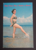 Peaches on Beaches Pinup Bathing Suit Beauty Oversized UNP Vintage Postcard - $19.99