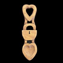 Vintage Hand Carved WOODEN Welsh LOVE SPOON Heart  Lock 7.25 in - $24.74