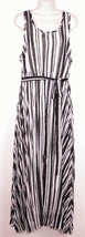 Lane Bryant Womens Striped Maxi Dress 18 Sleeveless Tank Belted Black Wh... - $25.69