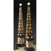 20&quot; two black Marble Obelisk malachite Pietra Dura Mosaic Inlay home decor - $7,549.74