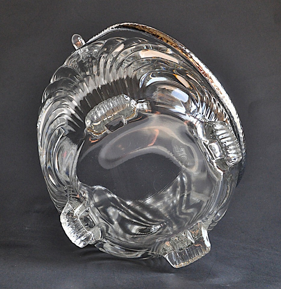 Cambridge Caprice Clear Glass Ice Bucket Hammered Handle VTG Elegant Optic Item image 6