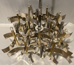 Mid-Century Italian Gaetano Sciolari Chrome Brass and Lucite 18 Light Chandelier - £9,886.92 GBP