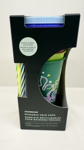 STARBUCKS Holiday  2023 Cold Cup 5 PACK reusable 24 oz.  COLOR CHANGING Set - $29.65