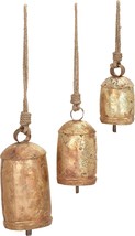 Deco 79 Metal Tibetan Inspired Meditation Decorative Cow Bell, Set Of 3,, Gold - £28.73 GBP