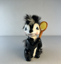 Vtg 1950’s Porcelain Sonsco SKUNK 4.75&quot; Figurine w Tennis Racket Fur Japan - £5.65 GBP