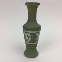 Small Jasperware/Greecian Style Glass Vase Matte Green Finish 5.75” Tall Used - £6.33 GBP